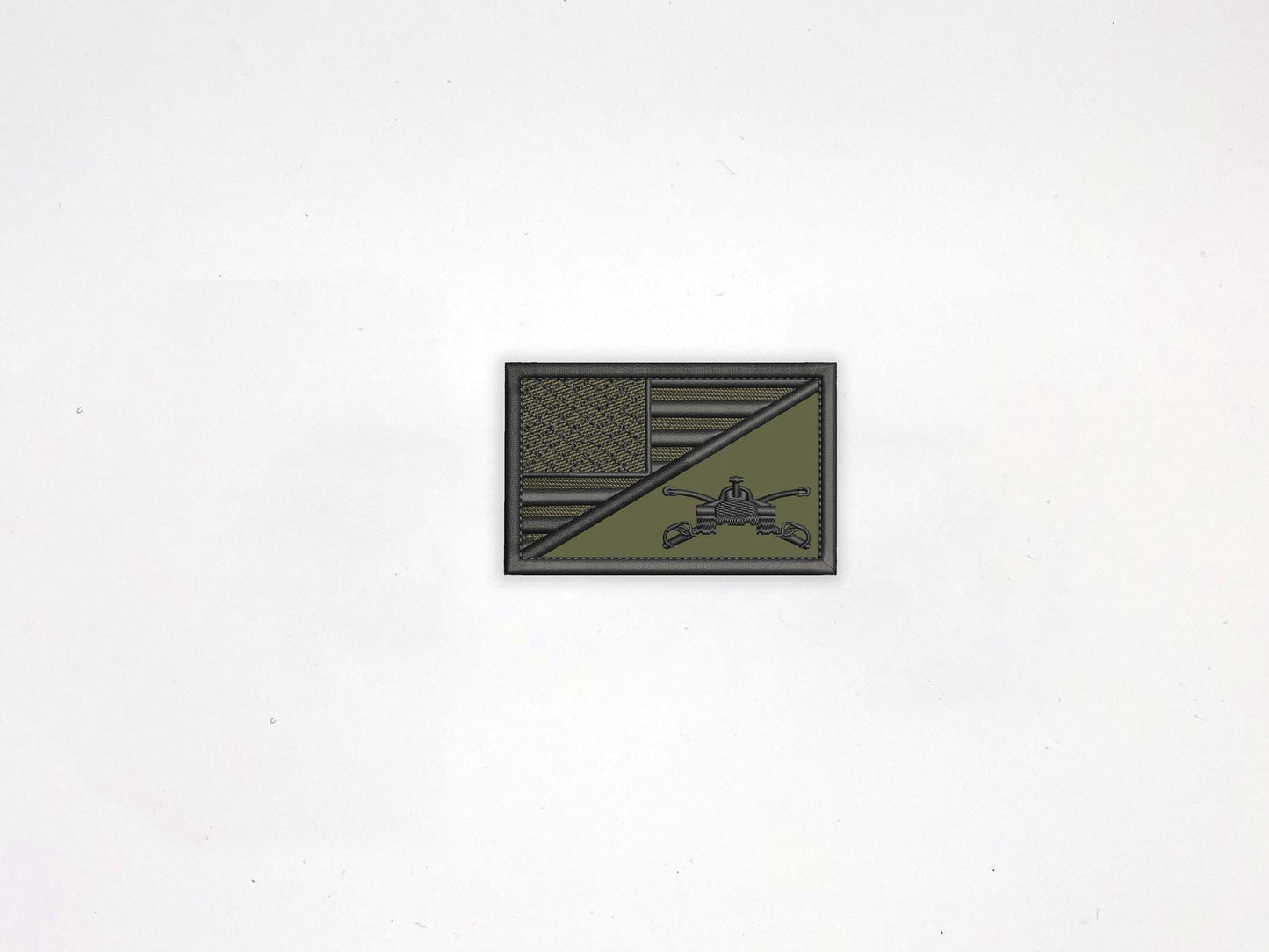 2.25X3.5" Inch Custom Half flag Half art Embroidered Patch: Your choice of Sew on or Hook Fastener backing