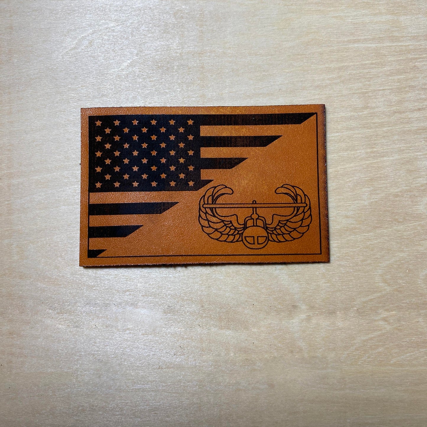 Custom Laser Engraved Leather half flag Patch: Iron on