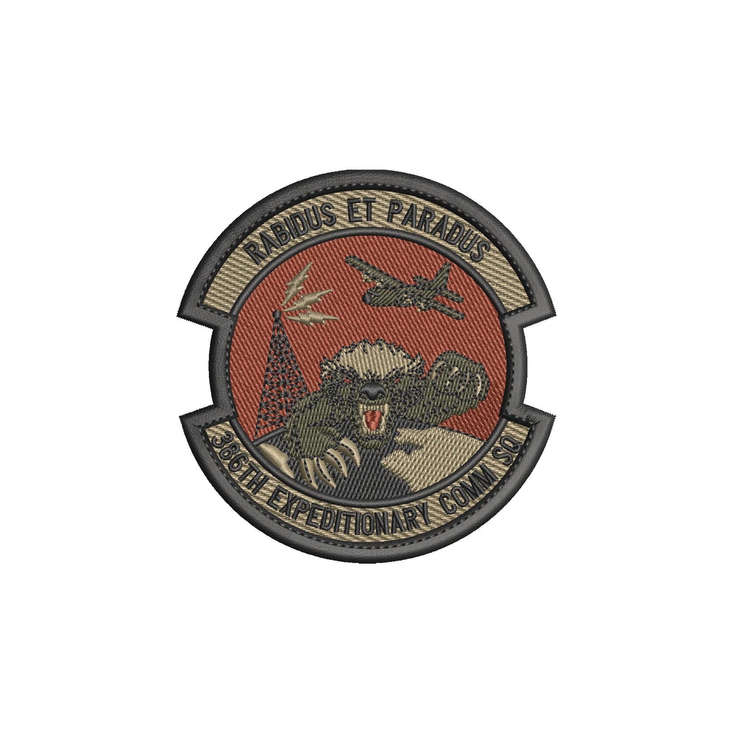 100% Fully Embroidered Custom Air-force Style patch- 3.4" x 3.5" - Embroidered patch with a Finished edge trim – Hook Fastener