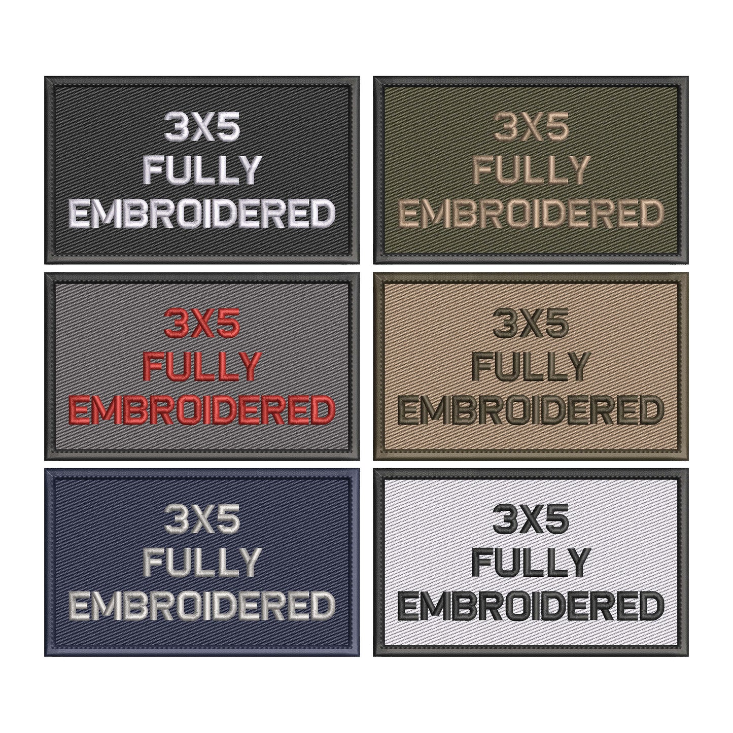 100% Fully Embroidered 3X5 Inch Custom Designed Patch - Embroidered: Your choice of Sew on or Hook Fastener backing