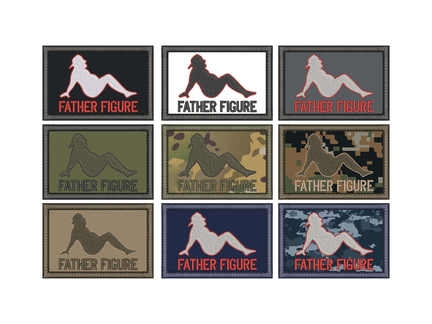 Father Figure 2X3 Inch Embroidered design - Funny Morale Patch with hook fastener